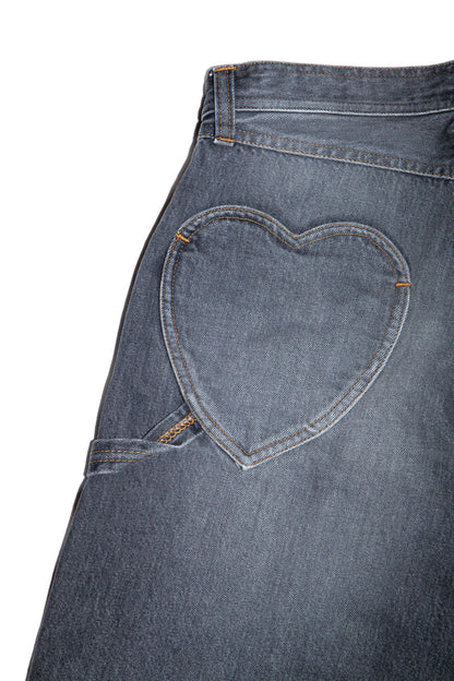 THREE QUARTER PAINTER JEANS (BLACK)