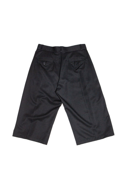 THREE QUARTER WOOL 2TUCK TROUSERS (BLACK)