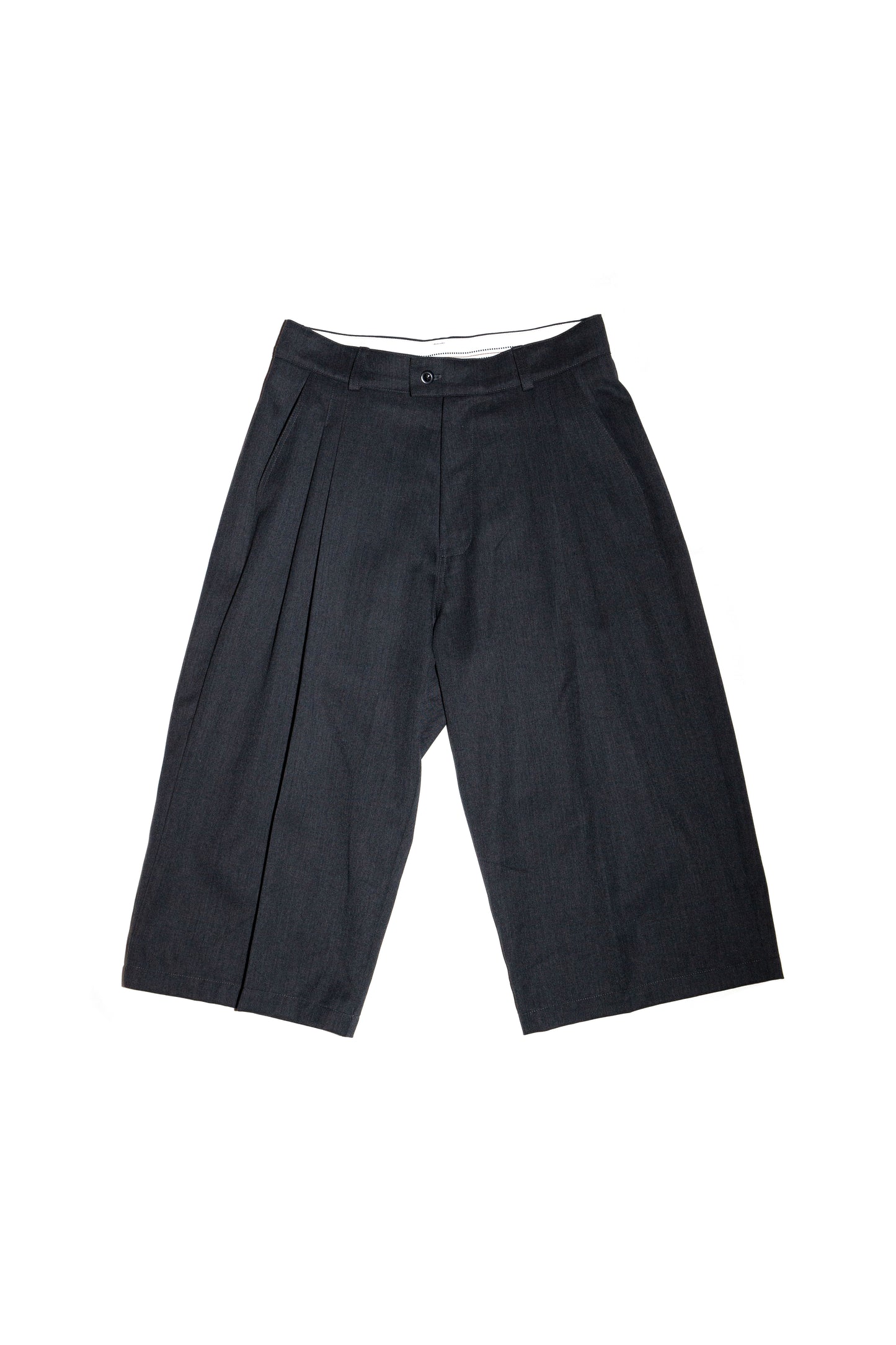 THREE QUARTER WOOL 2TUCK TROUSERS (DARK GRAY)