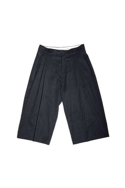 THREE QUARTER WOOL 2TUCK TROUSERS (DARK GRAY)