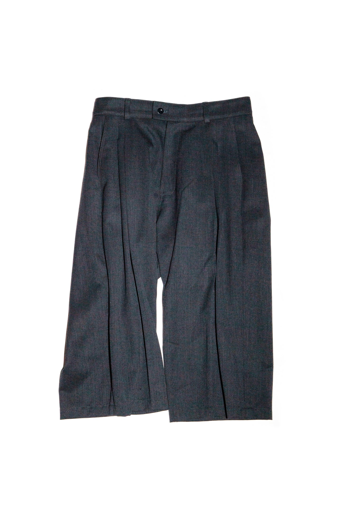 THREE QUARTER WOOL 2TUCK TROUSERS (DARK GRAY)