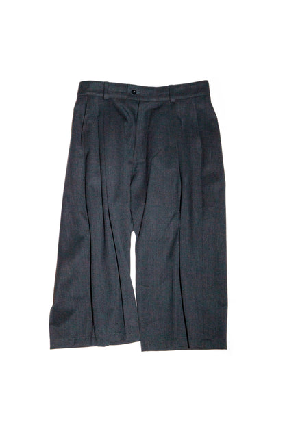 THREE QUARTER WOOL 2TUCK TROUSERS (DARK GRAY)