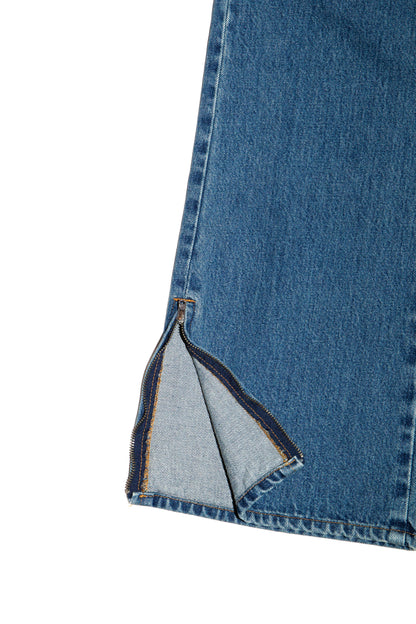 BOOT CUT SIDE ZIP JEANS (BLUE)