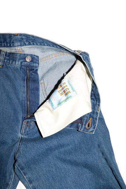 BOOT CUT SIDE ZIP JEANS (BLUE)