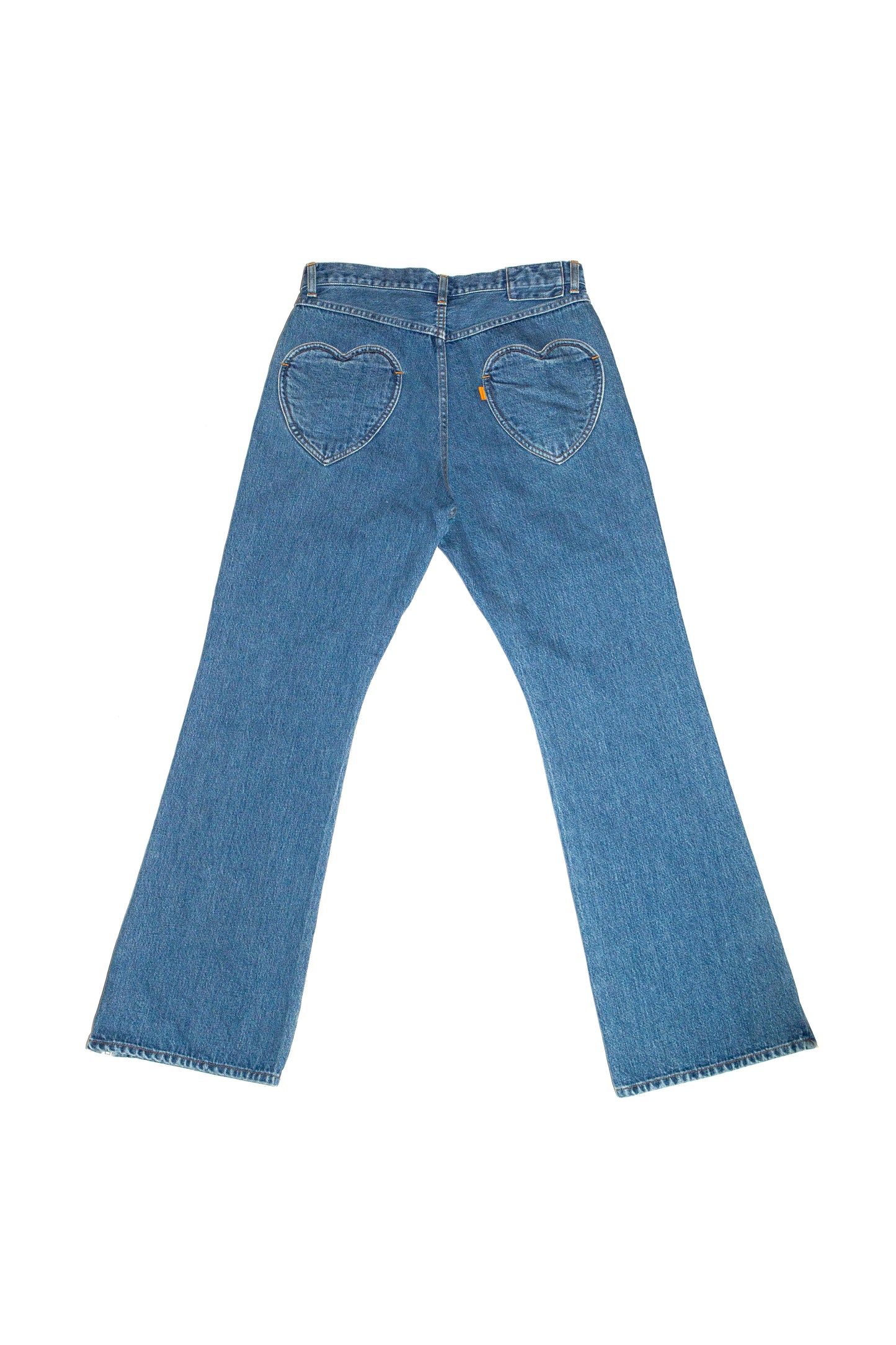 BOOT CUT SIDE ZIP JEANS (BLUE)