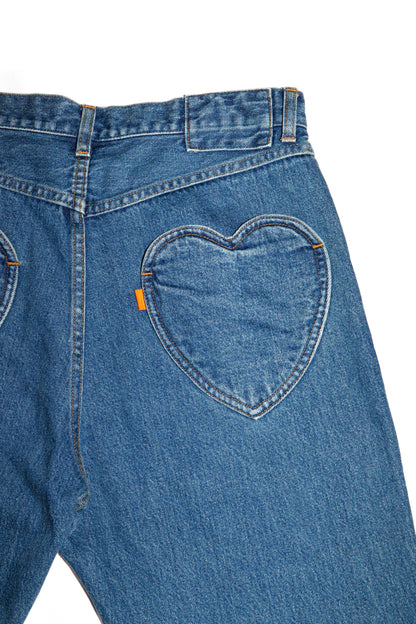 BOOT CUT SIDE ZIP JEANS (BLUE)