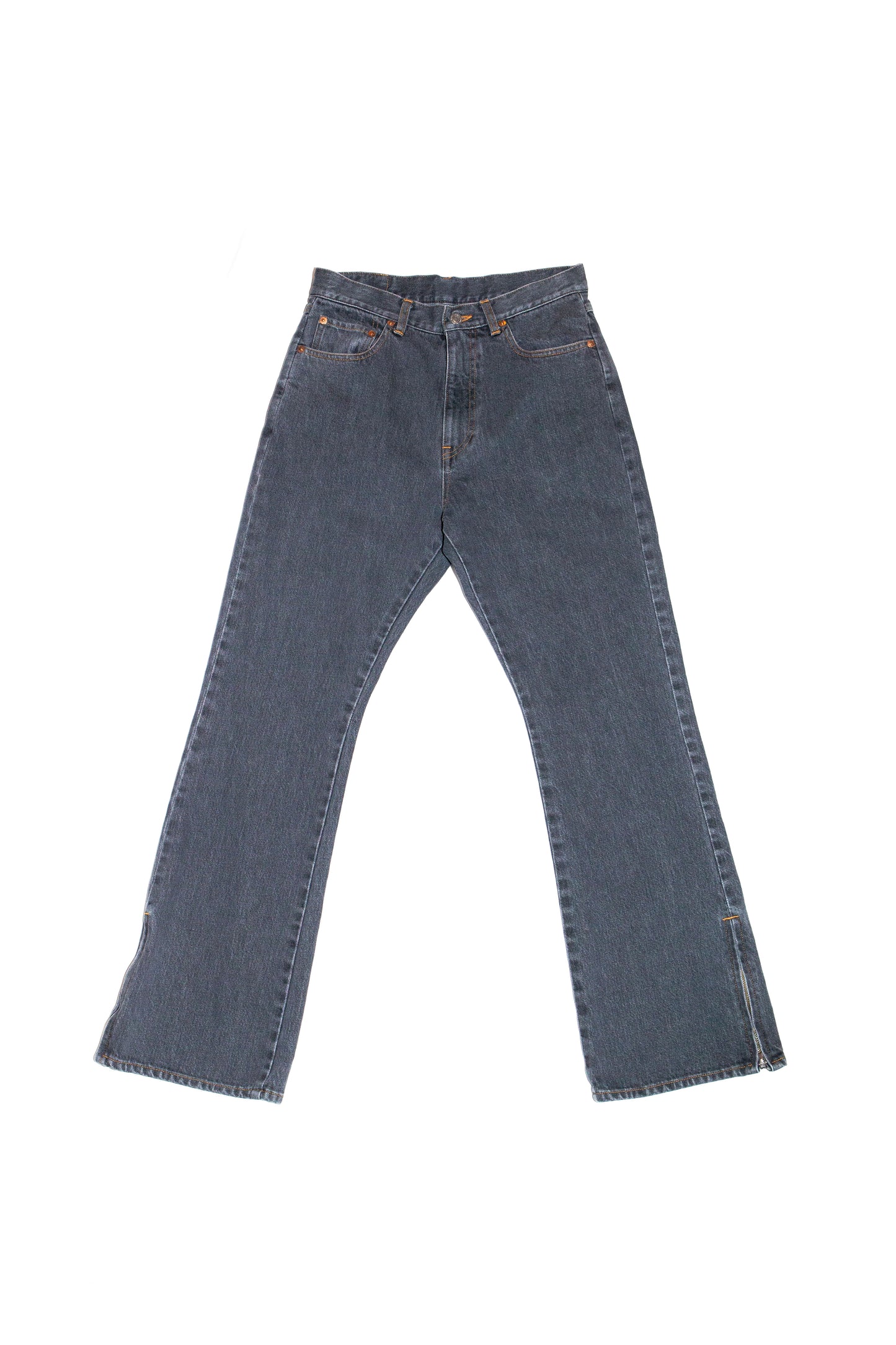 BOOT CUT SIDE ZIP JEANS (BLACK)