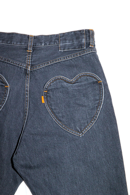 BOOT CUT SIDE ZIP JEANS (BLACK)