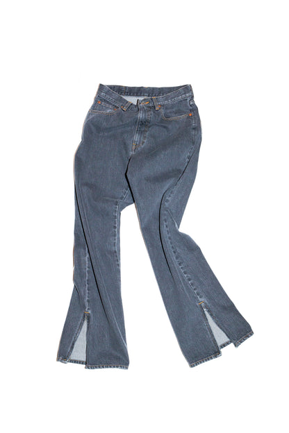 BOOT CUT SIDE ZIP JEANS (BLACK)