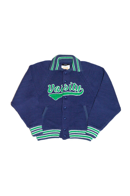 KNITTED VARSITY JACKET (NAVY)
