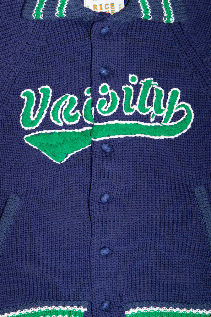 KNITTED VARSITY JACKET (NAVY)