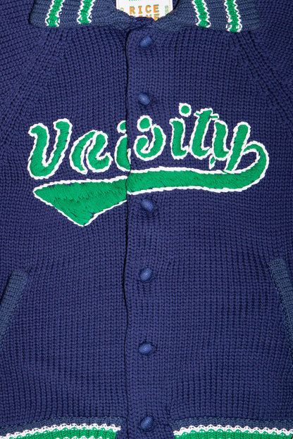 KNITTED VARSITY JACKET (NAVY)