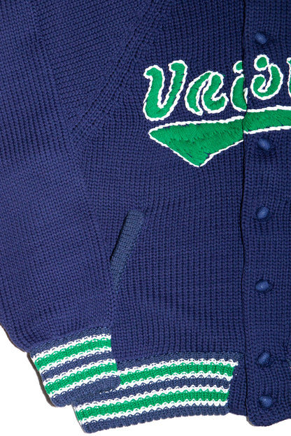 KNITTED VARSITY JACKET (NAVY)