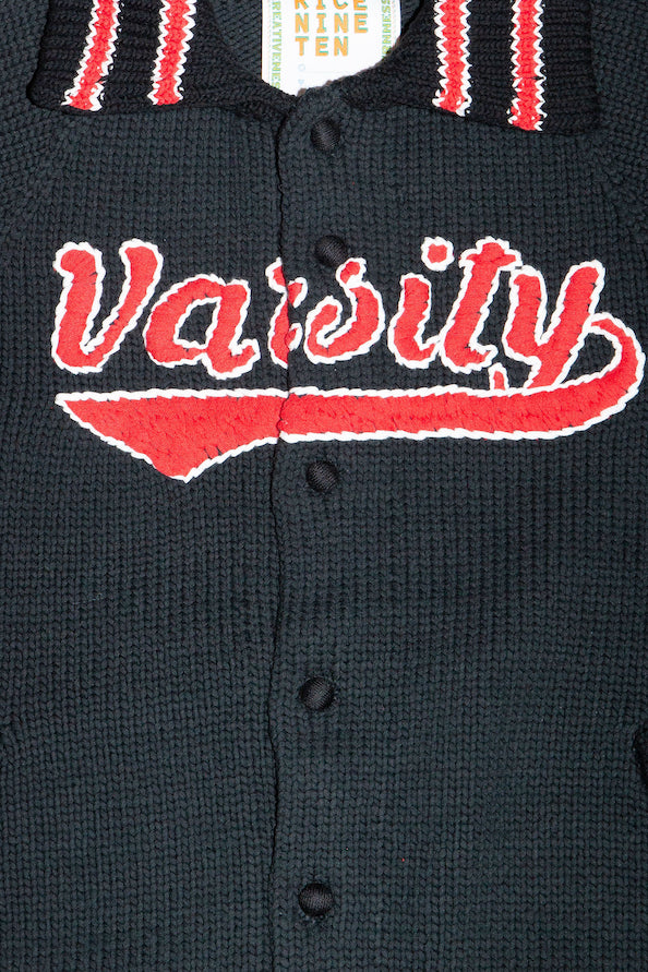 KNITTED VARSITY JACKET (BLACK)
