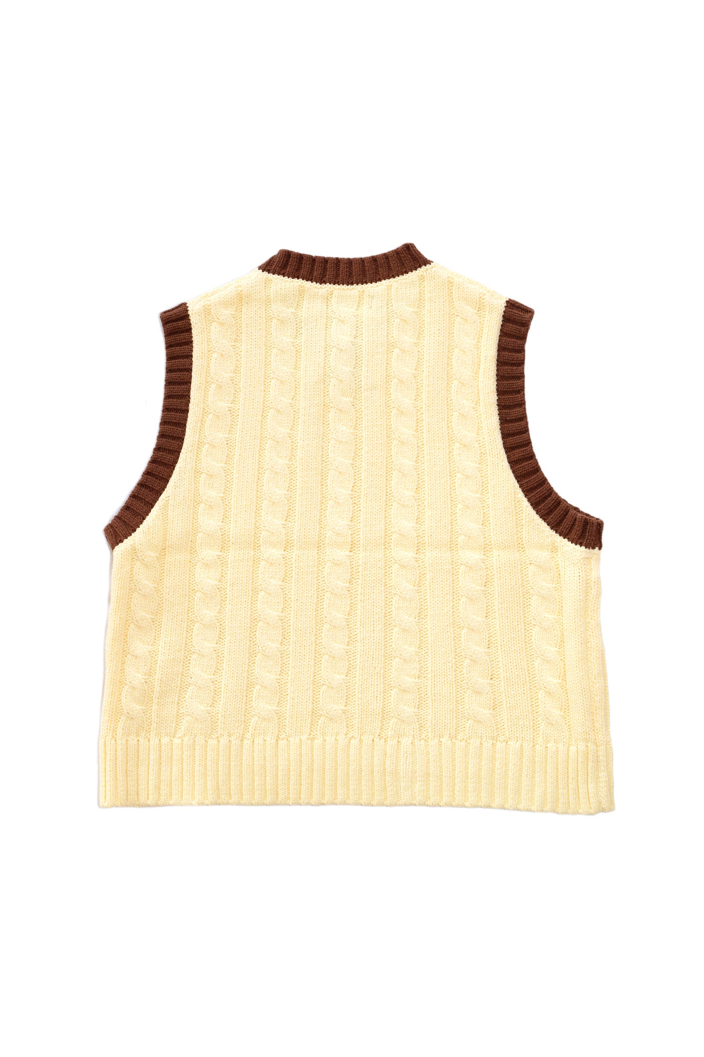 CABLE KNIT RINGER VEST (LIGHT YELLOW)