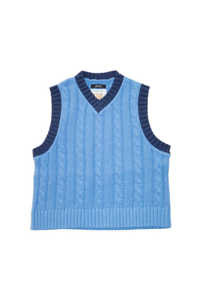 CABLE KNIT RINGER VEST (SAX BLUE) 