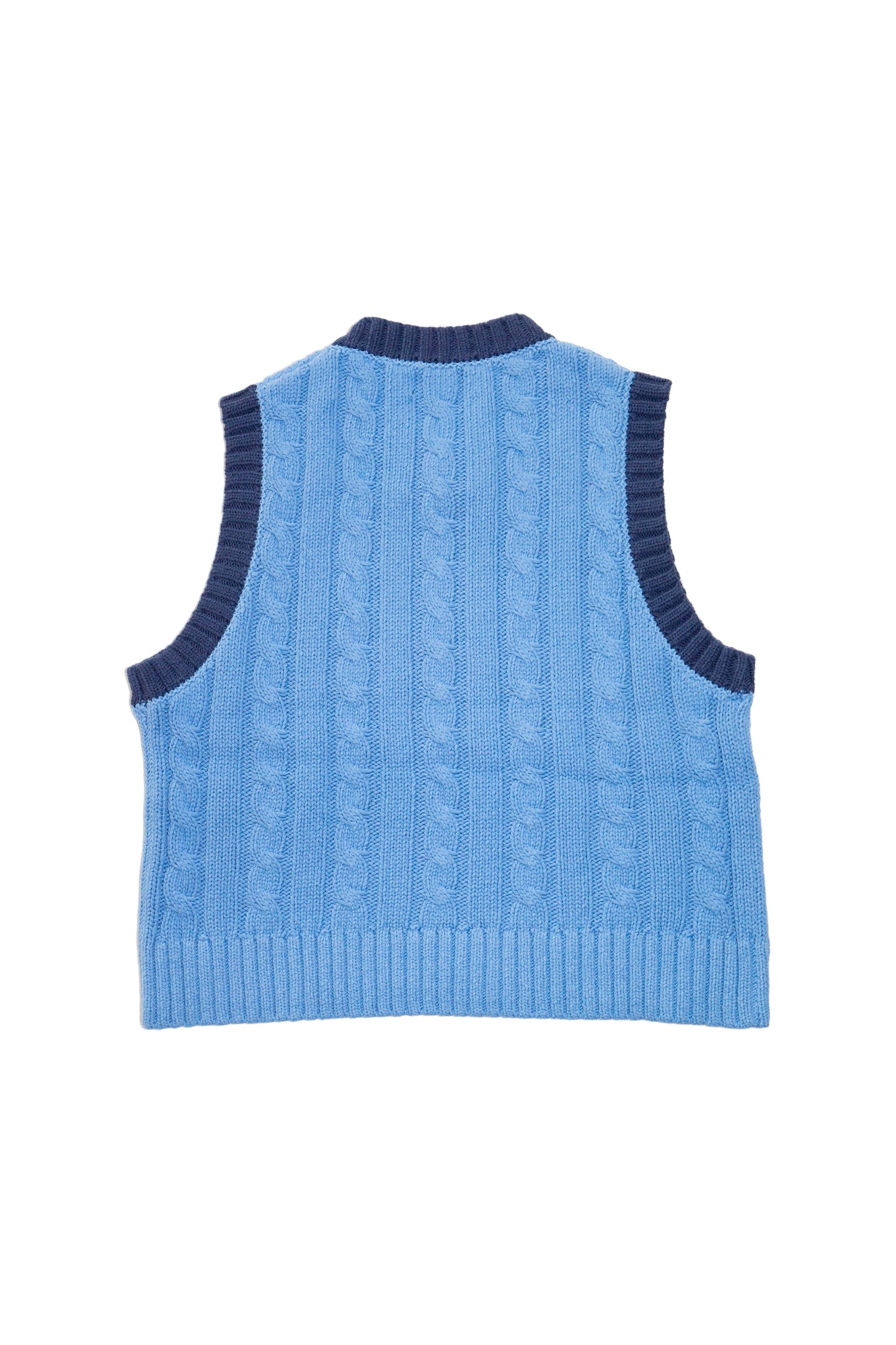 CABLE KNIT RINGER VEST (SAX BLUE) 