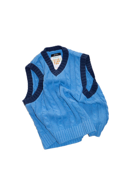CABLE KNIT RINGER VEST (SAX BLUE) 