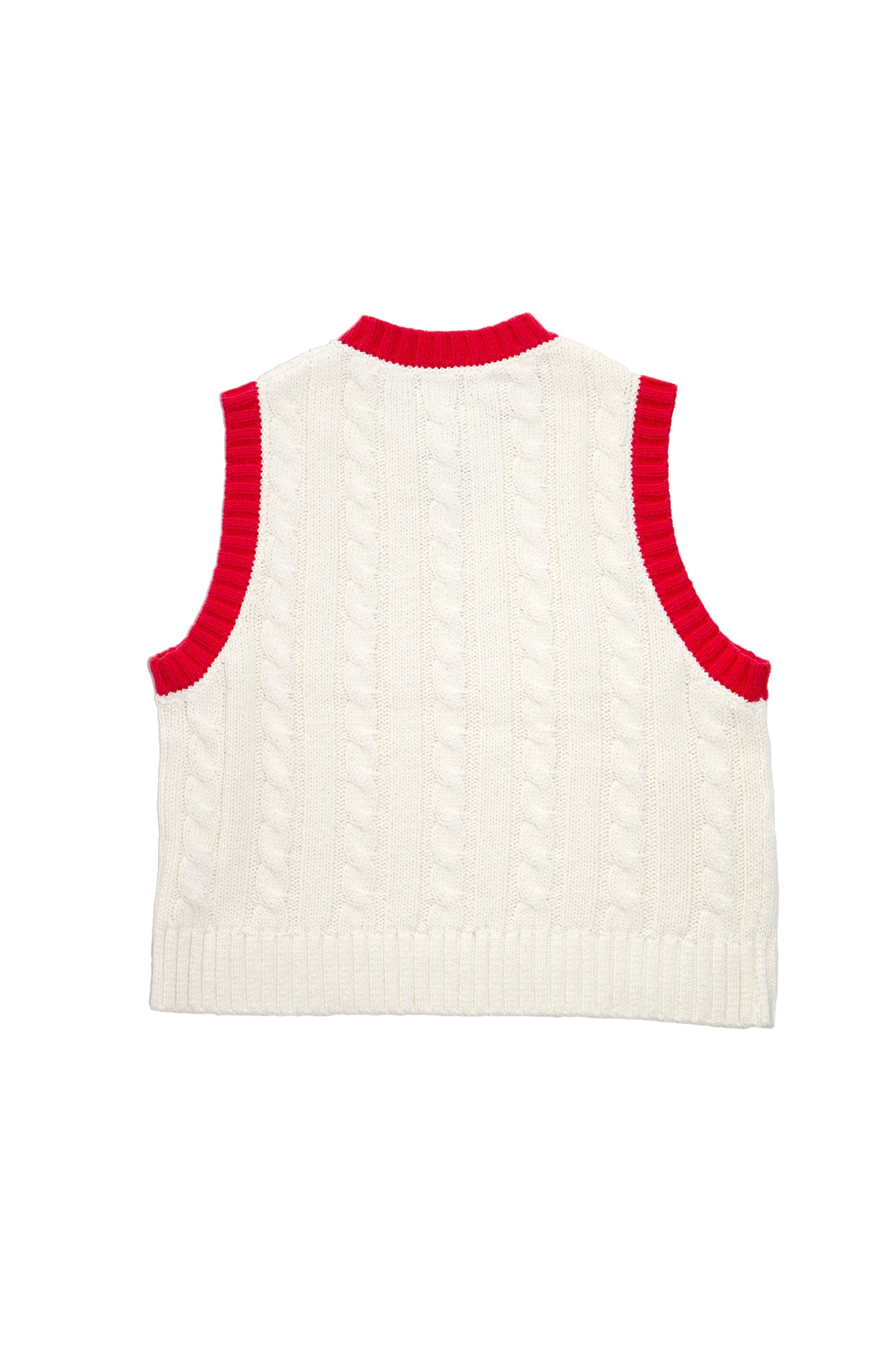 CABLE KNIT RINGER VEST (OFF WHITE) 