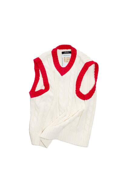CABLE KNIT RINGER VEST (OFF WHITE) 