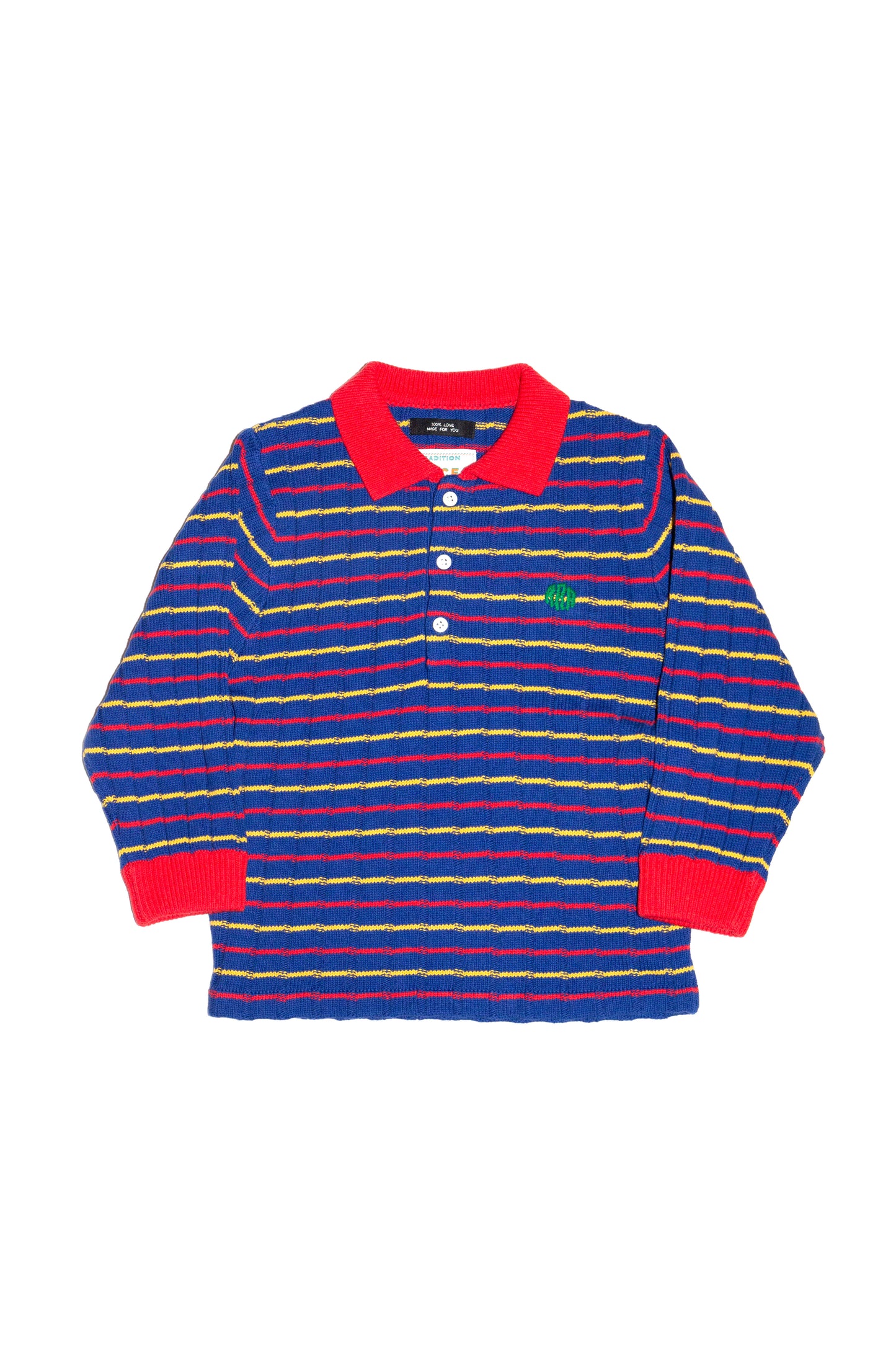 KNITTED CROPPED POLO SHIRT (BLUE)