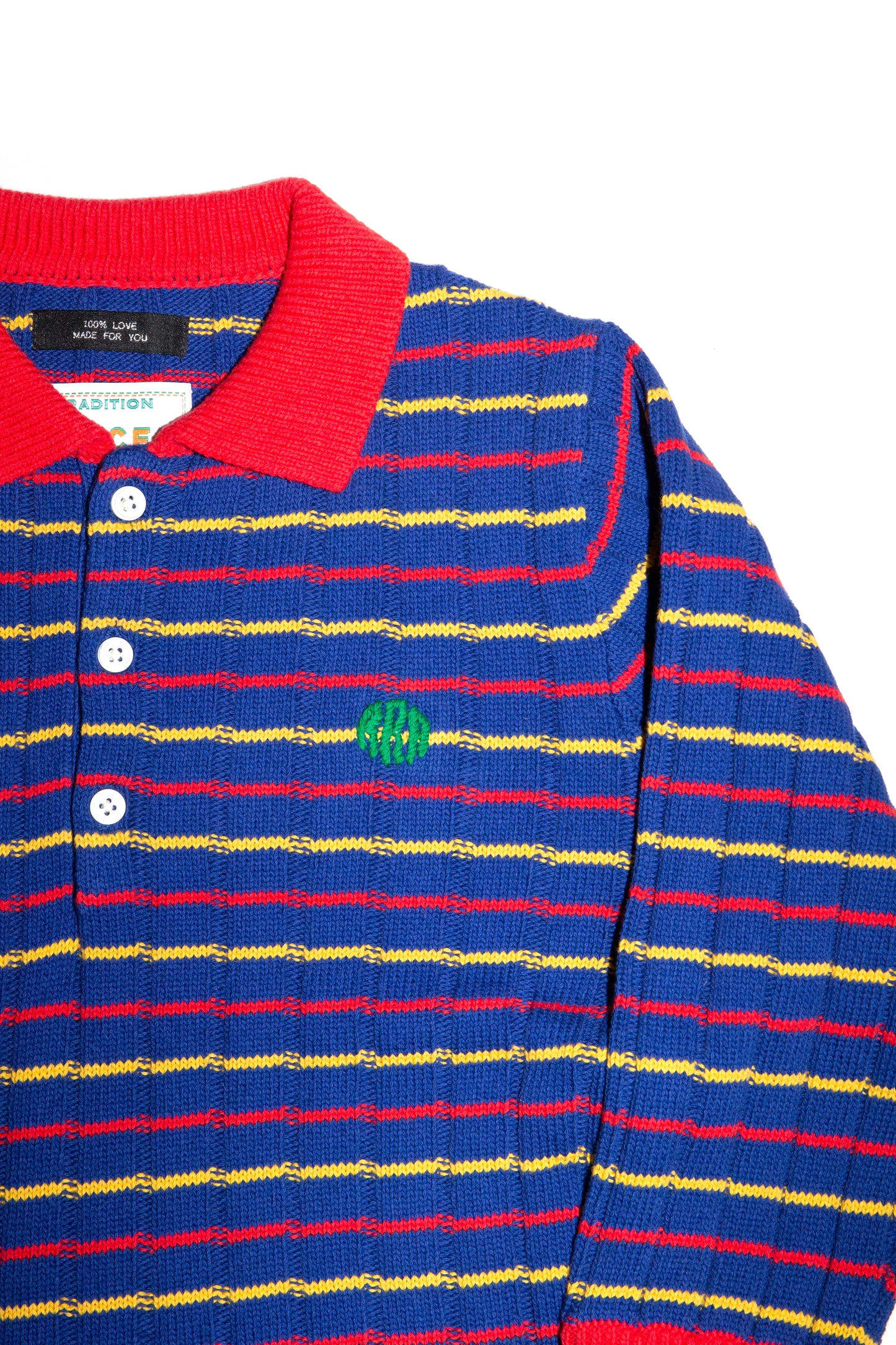 KNITTED CROPPED POLO SHIRT (BLUE)