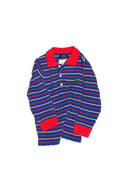 KNITTED CROPPED POLO SHIRT (BLUE)