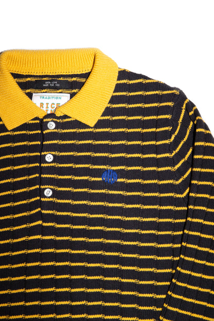 KNITTED CROPPED POLO SHIRT (BLACK)