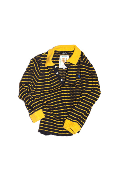 KNITTED CROPPED POLO SHIRT (BLACK)