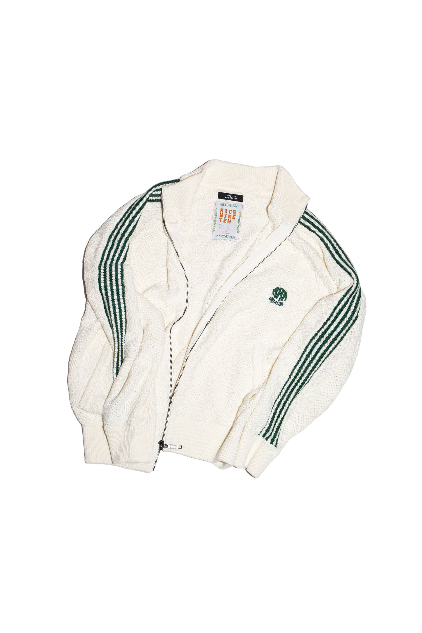 KNITTED TRAINING JACKET (OFF WHITE)