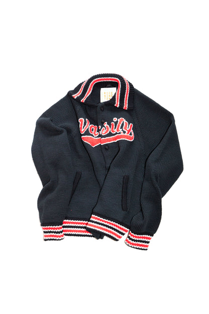 KNITTED VARSITY JACKET (BLACK)