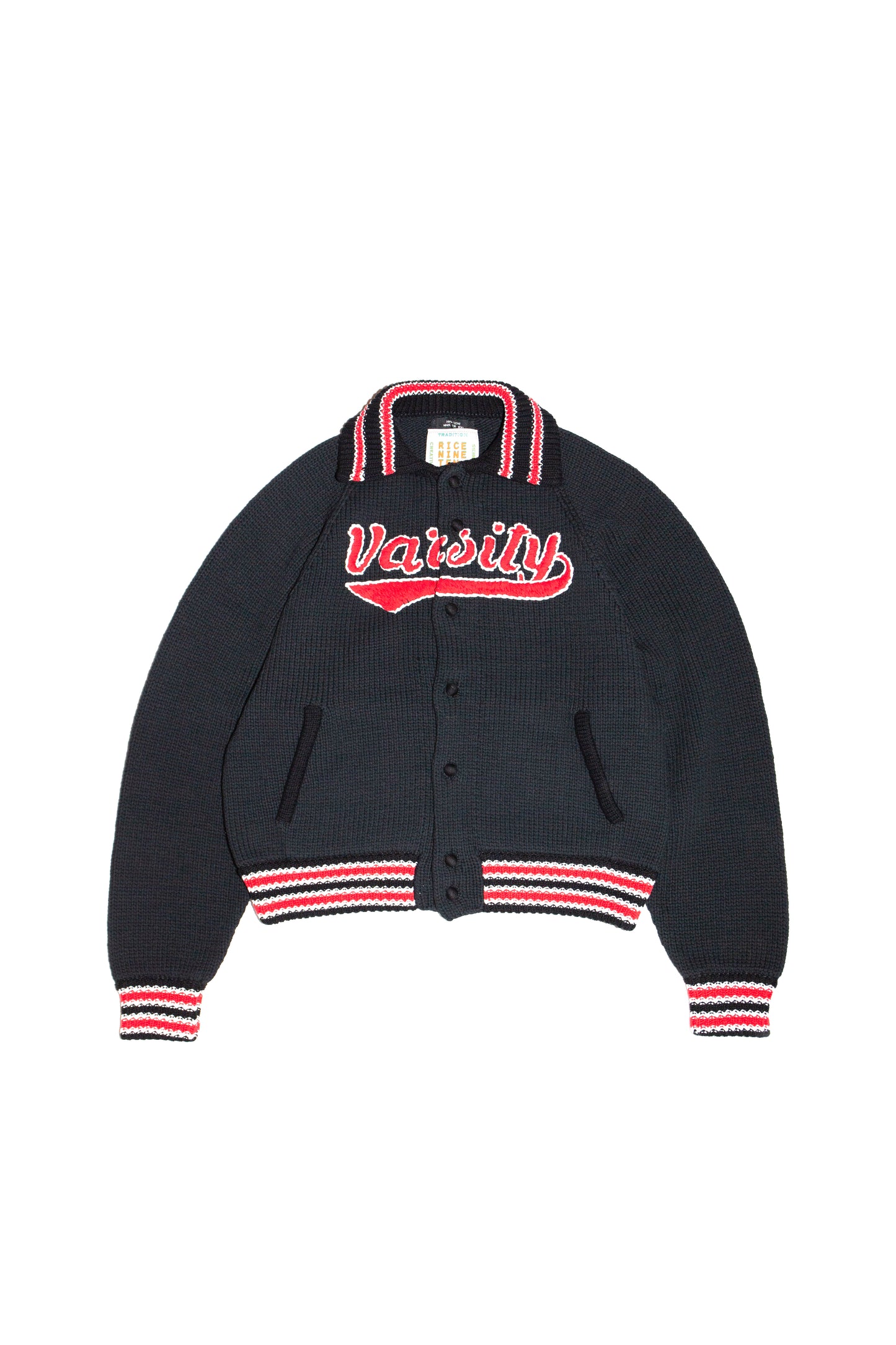 KNITTED VARSITY JACKET (BLACK)