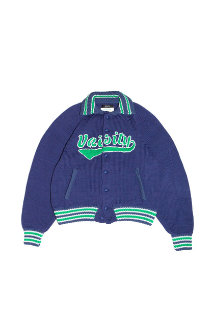 KNITTED VARSITY JACKET (NAVY)