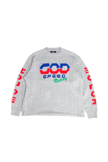 KNITTED RACING SWEATER (GRAY)