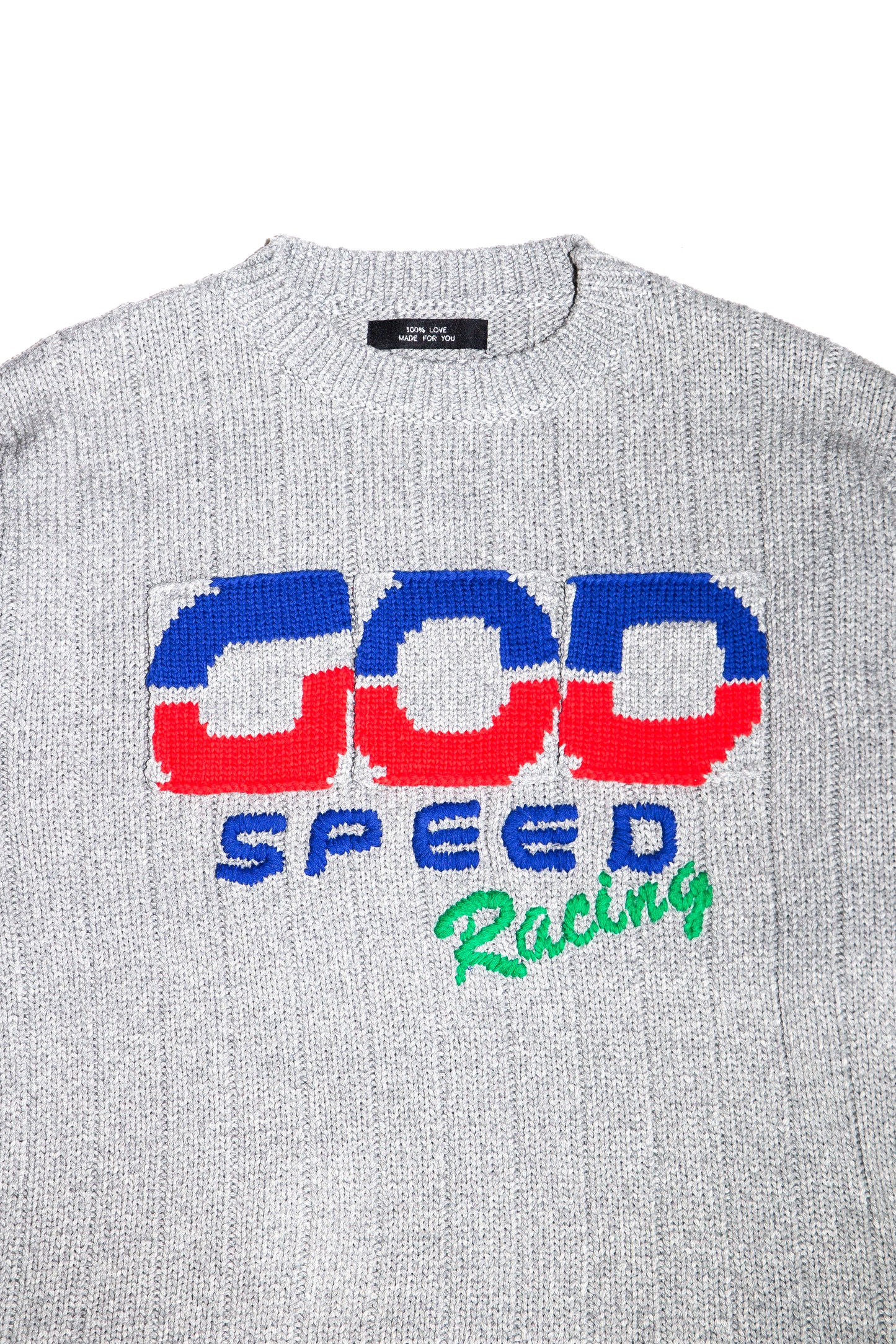 KNITTED RACING SWEATER (GRAY)