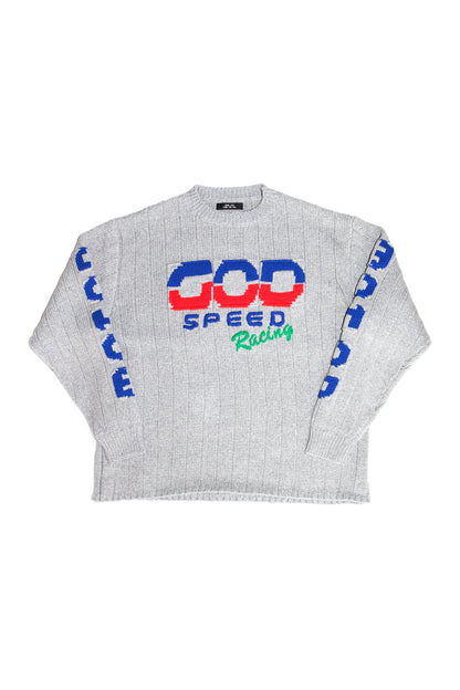 KNITTED RACING SWEATER (GRAY)