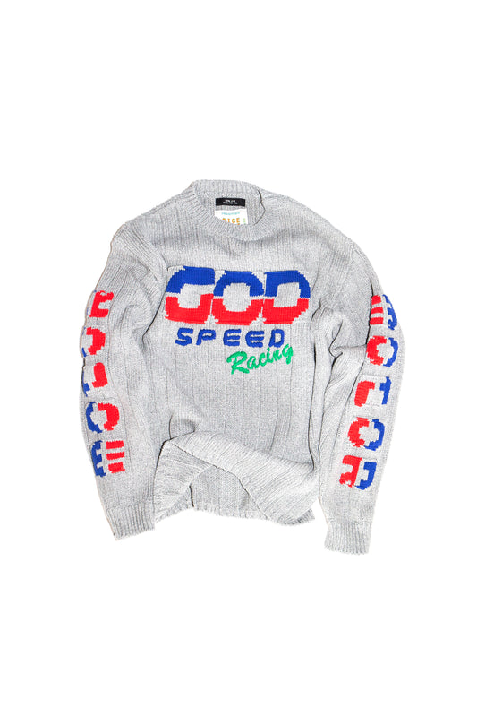 KNITTED RACING SWEATER (GRAY)
