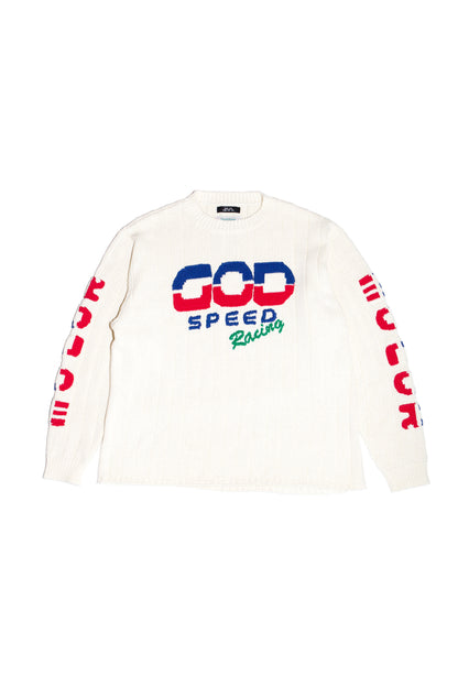 KNITTED RACING SWEATER (OFF WHITE)