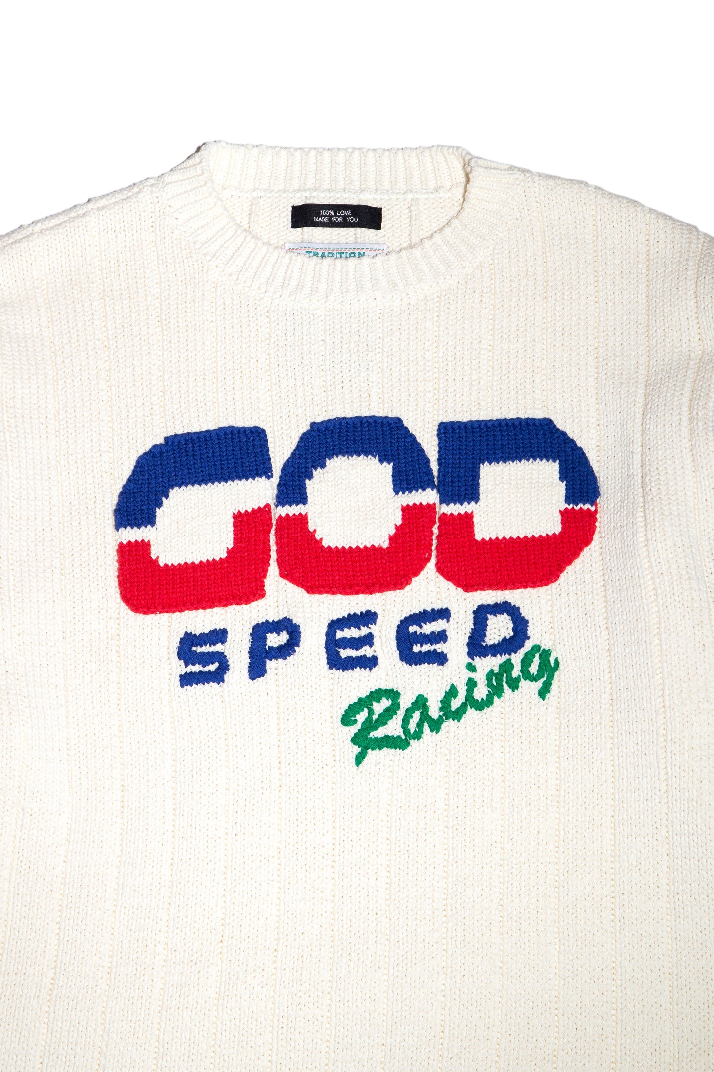 KNITTED RACING SWEATER (OFF WHITE)