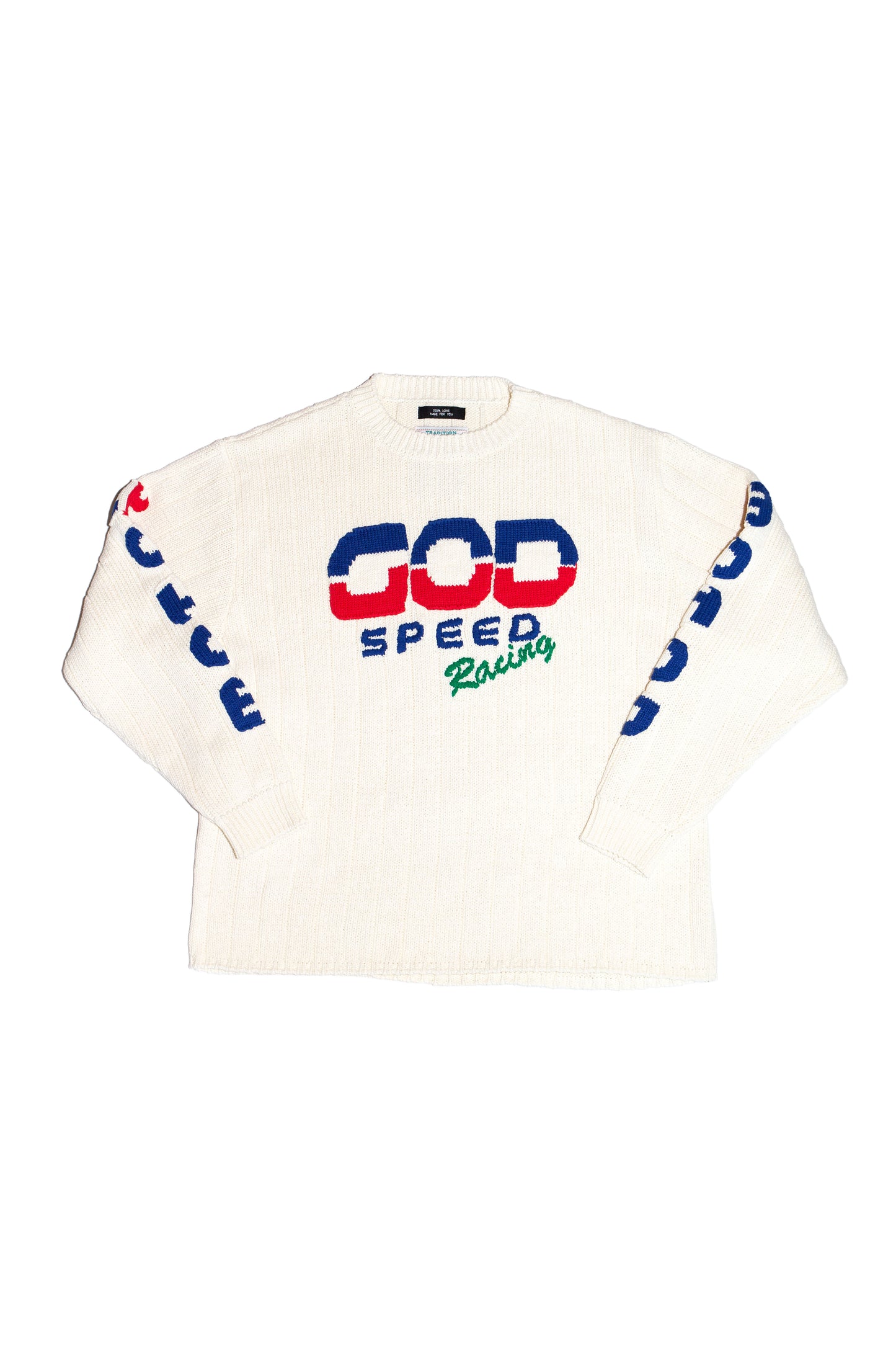 KNITTED RACING SWEATER (OFF WHITE)