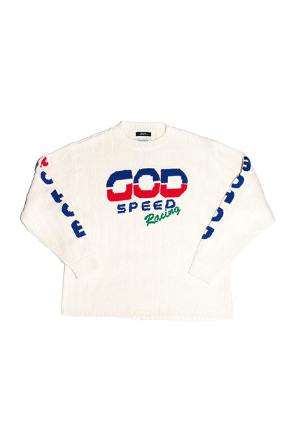 KNITTED RACING SWEATER (OFF WHITE)