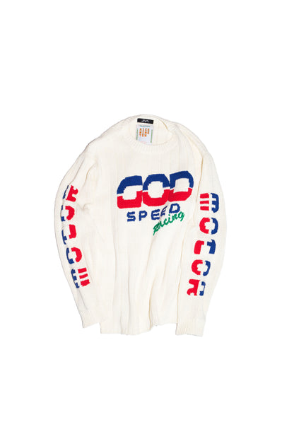 KNITTED RACING SWEATER (OFF WHITE)