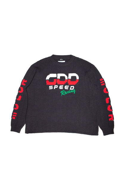 KNITTED RACING SWEATER (BLACK)