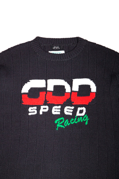 KNITTED RACING SWEATER (BLACK)