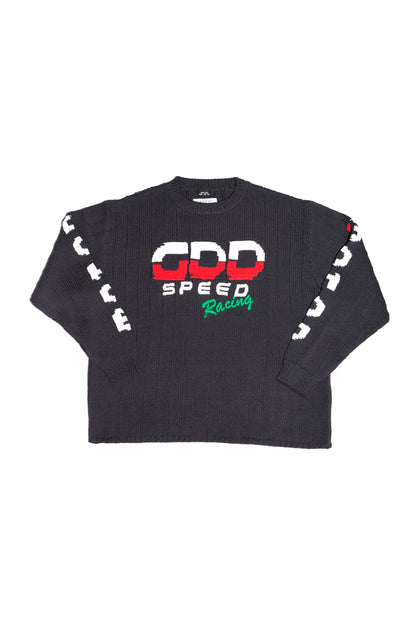 KNITTED RACING SWEATER (BLACK)