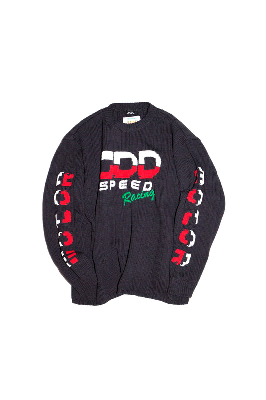 KNITTED RACING SWEATER (BLACK)