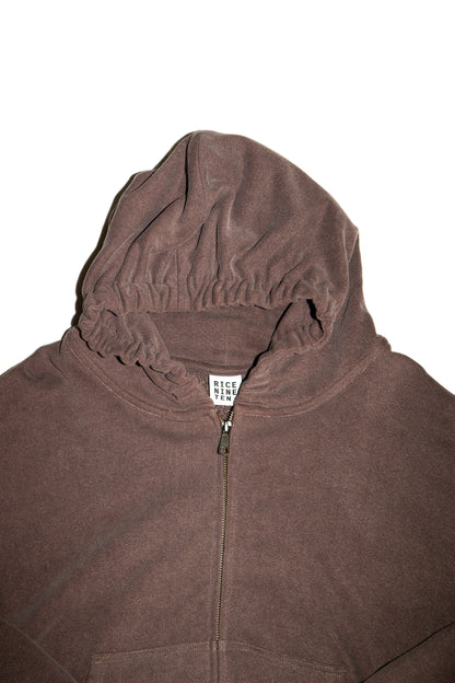 ZIP HOODIE SWEATSHIRT (BROWN)