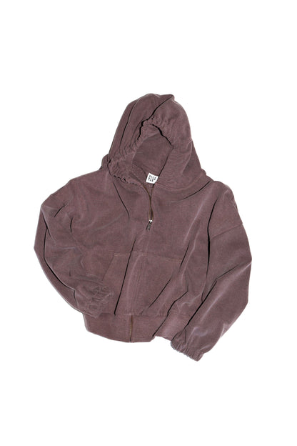 ZIP HOODIE SWEATSHIRT (BROWN)