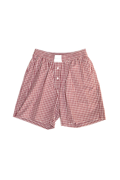 PLAID PAJAMA SHORTS (RED)