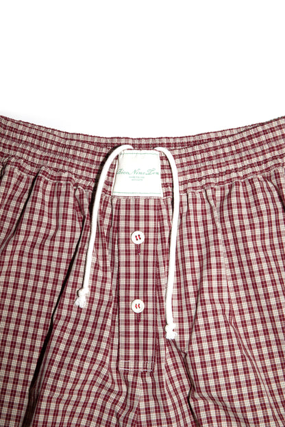 PLAID PAJAMA SHORTS (RED)